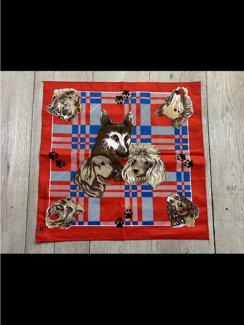 Vintage 70’s Red Bandana w/ Working Hunting Dog Breeds 100% Cotton Wamcraft